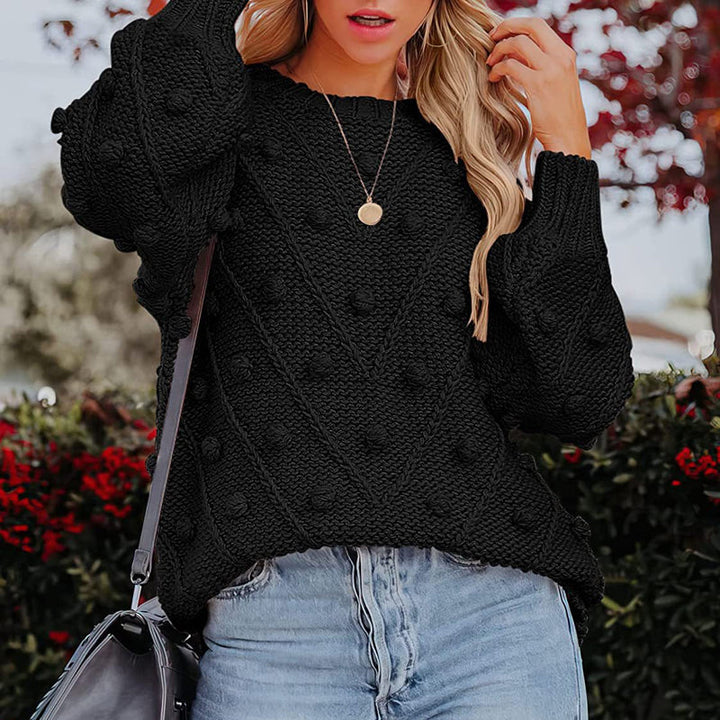 Women's Knitted Jumper with Pom Pom Detail | Chunky Knit