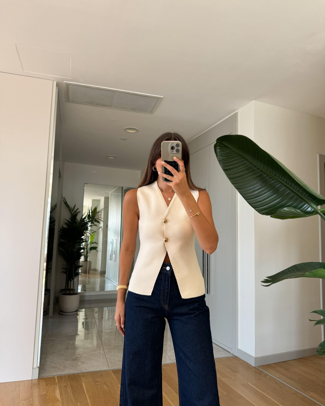 Women's Knitted Vest with Button Front | V-Neck