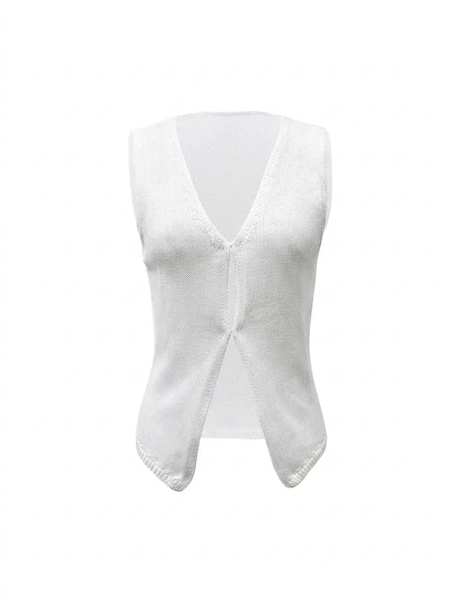 Women's Knitted Vest with Deep V Neck | Sleeveless