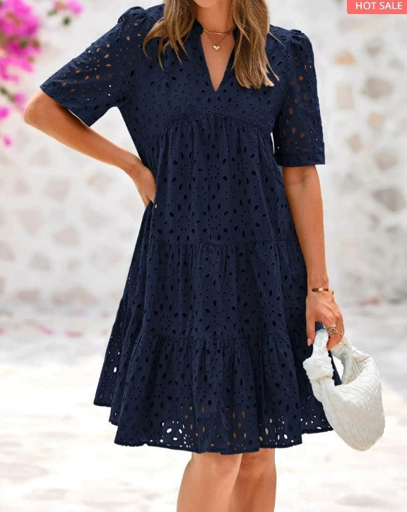 Women's Lace Dress with V-Neck | Mini