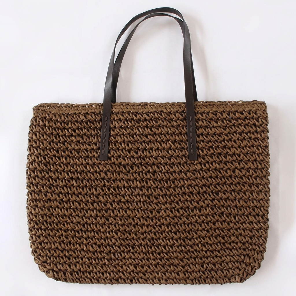 Women's Large Straw Beach Bag Bucket | Tall Straps