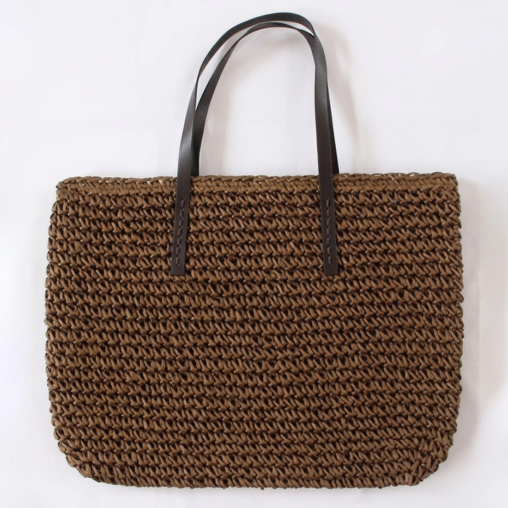 Women's Large Straw Beach Bag Bucket | Tall Straps