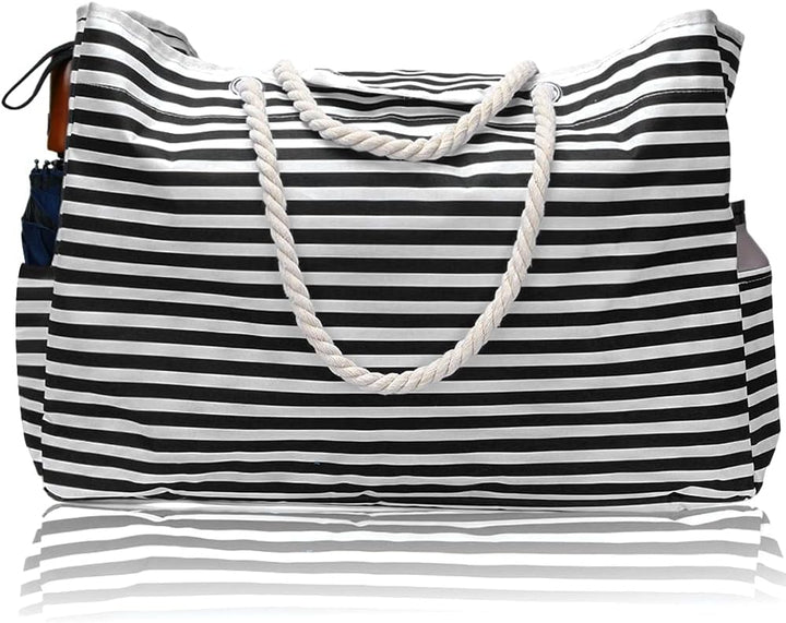 Women's Large Striped Beach Bag | Rope Handle Tote