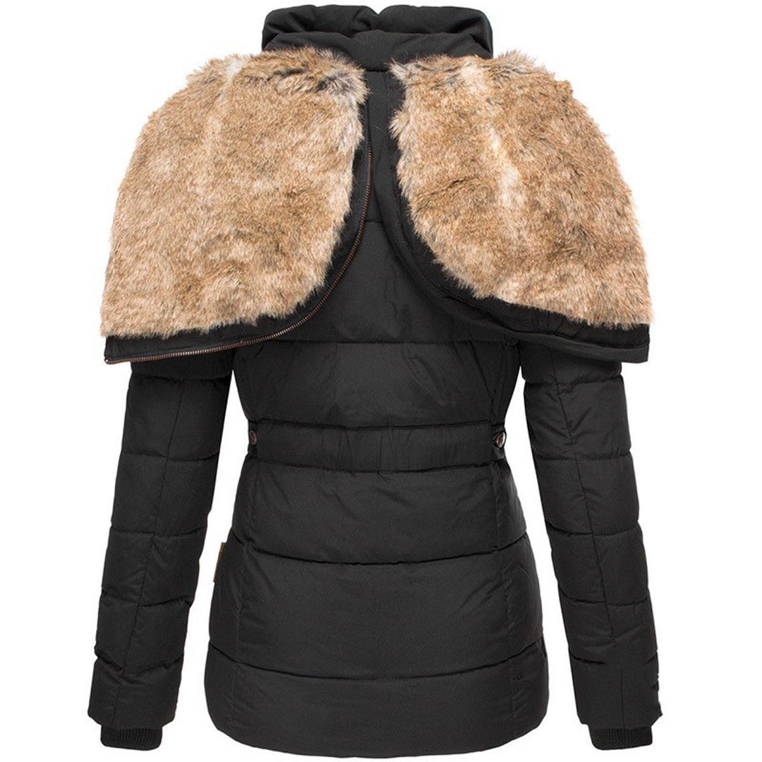 Women's Lined Winter Jacket with Hood & Snap Front | Quilted