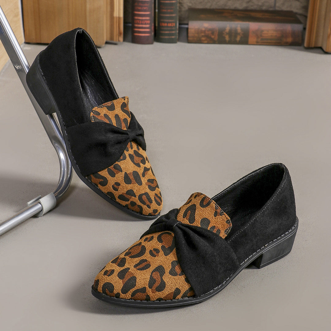 Women's Loafers with Bow Detail | Leopard Print
