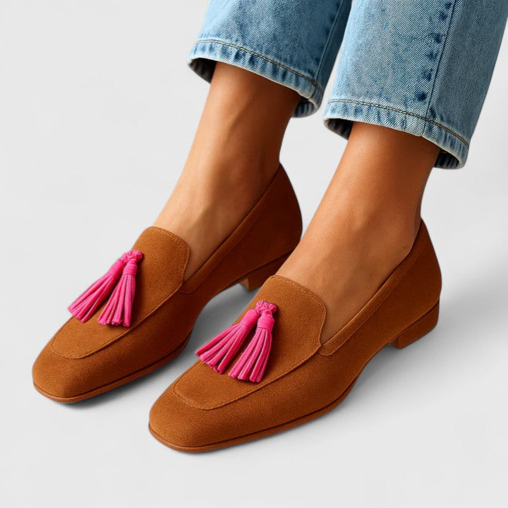 Women's Loafers with Contrast Tassel | Square Toe