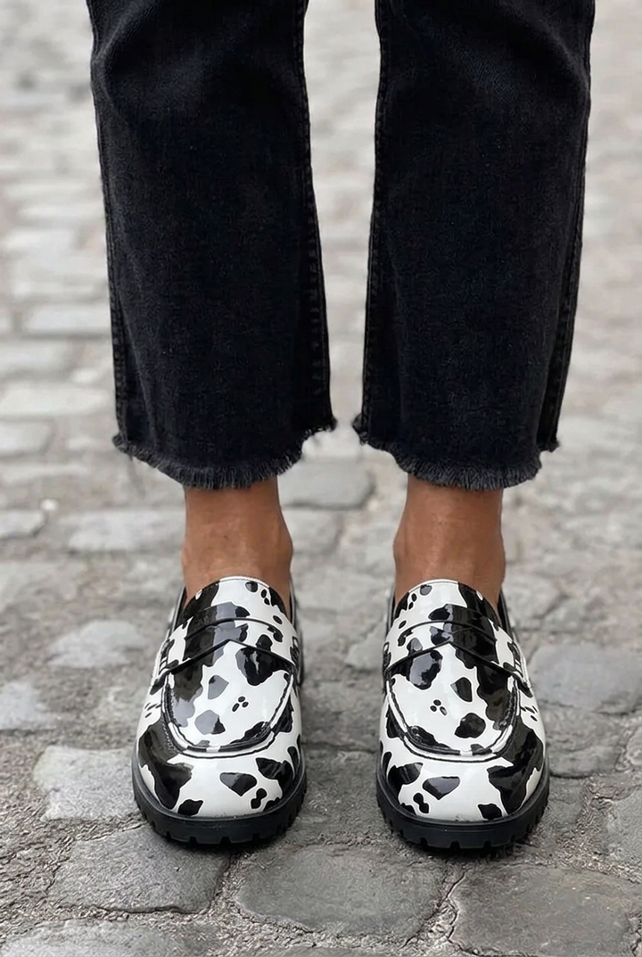 Women's Loafers with Penny Strap | Animal Print