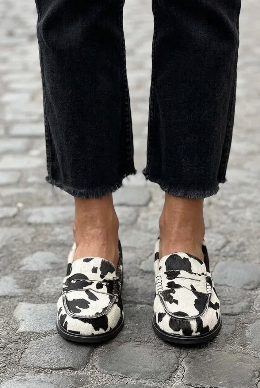 Women's Loafers with Penny Strap | Animal Print