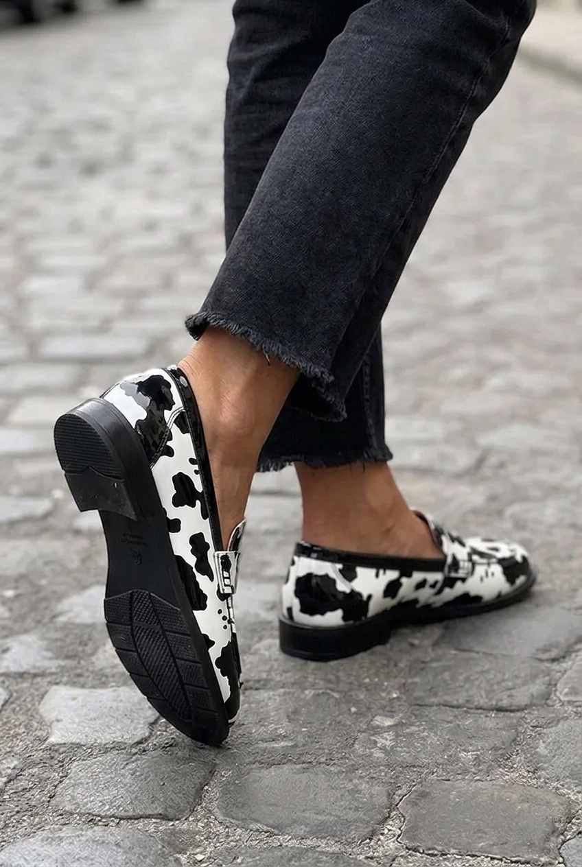 Women's Loafers with Penny Strap | Animal Print