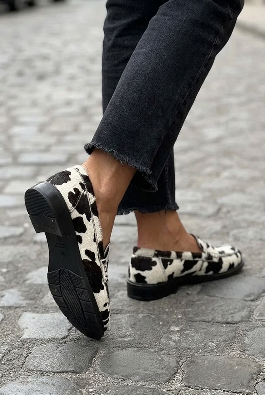 Women's Loafers with Penny Strap | Animal Print