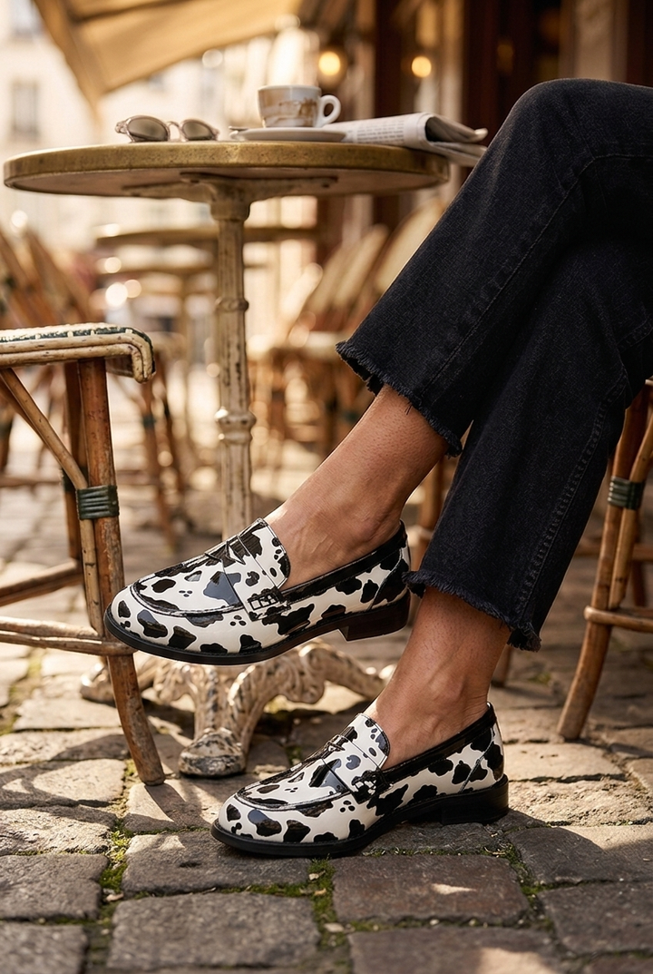 Women's Loafers with Penny Strap | Animal Print