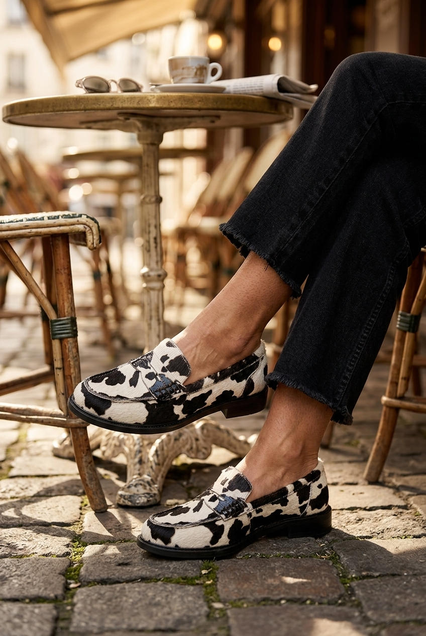 Women's Loafers with Penny Strap | Animal Print