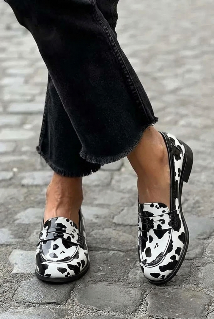 Women's Loafers with Penny Strap | Animal Print