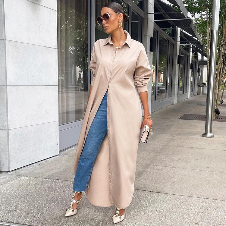 Women's Long Sleeve Shirt Dress for Casual | Maxi