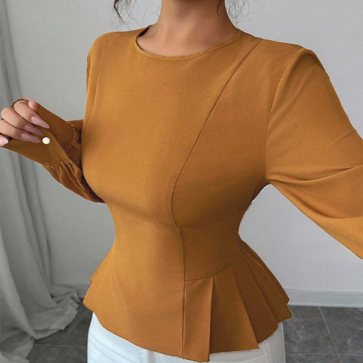 Women's Long Sleeve Top with Smocked Waist | Peplum