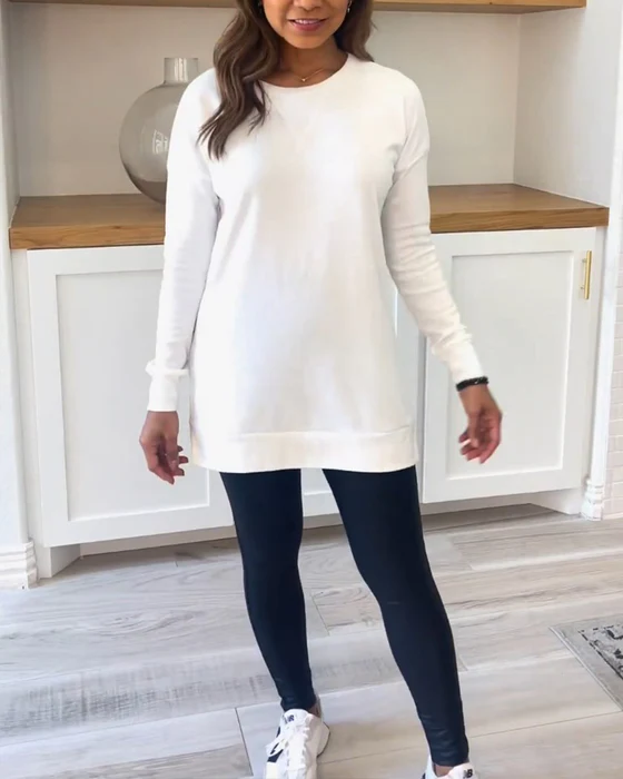 Women's Long Sleeve Tops with Crew Neck | Relaxed Fit