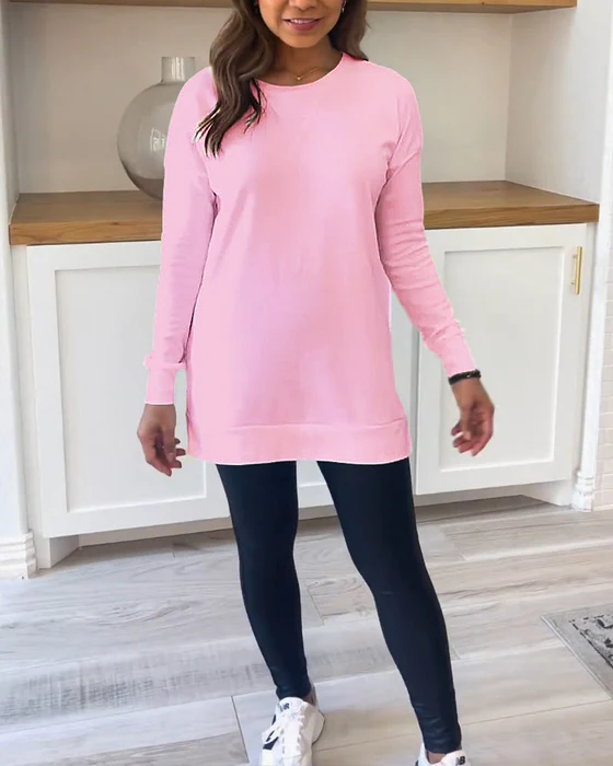 Women's Long Sleeve Tops with Crew Neck | Relaxed Fit