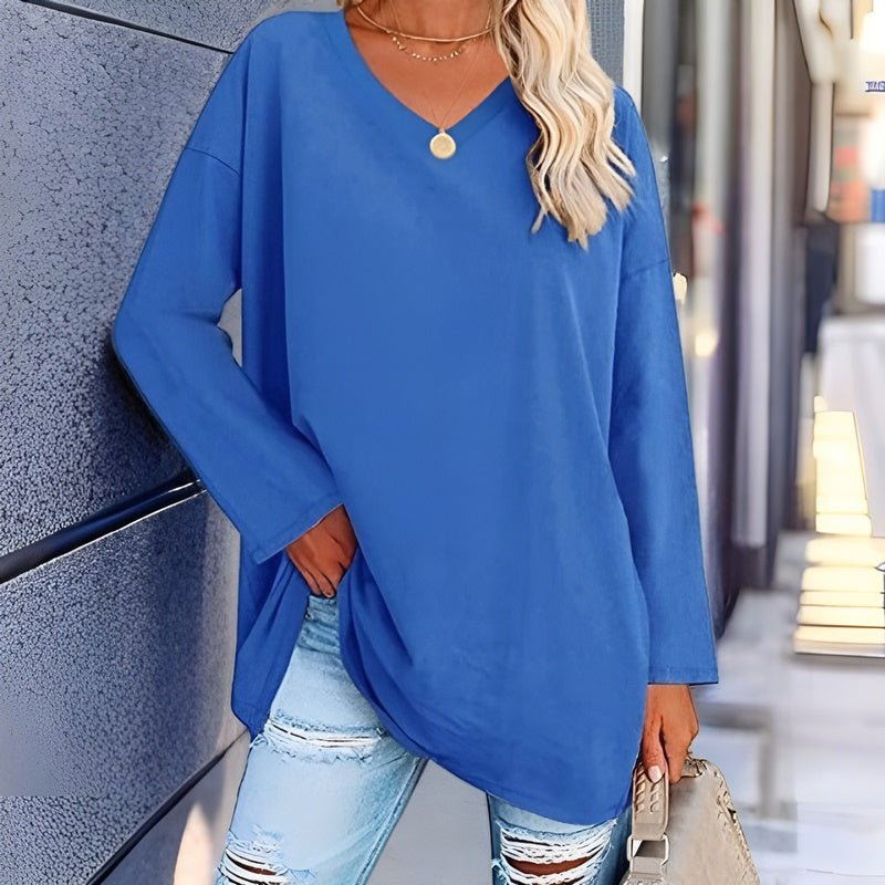 Women's Long Sleeve Tops with V-Neck | Oversized