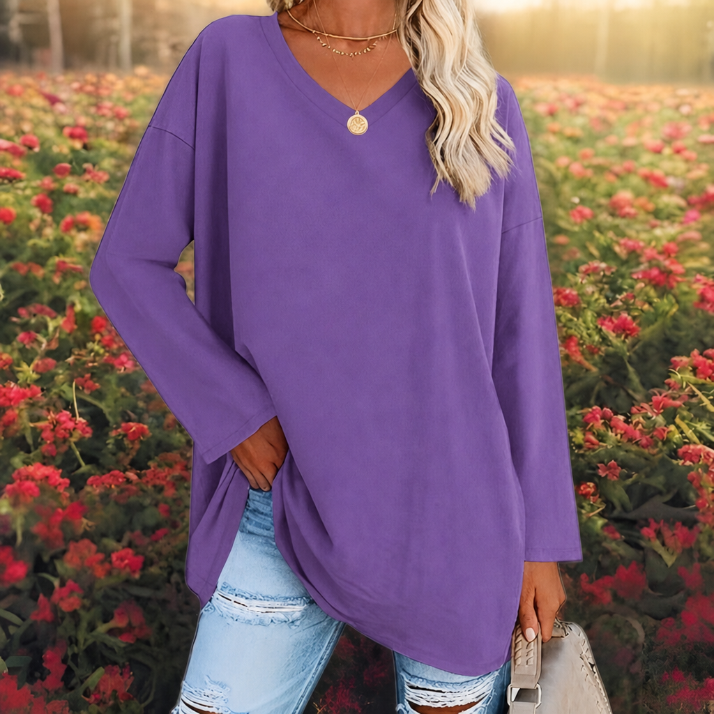 Women's Long Sleeve Tops with V-Neck | Oversized