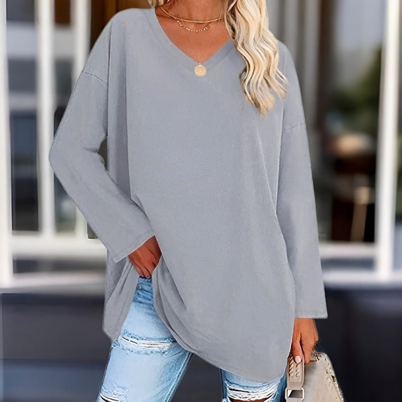 Women's Long Sleeve Tops with V-Neck | Oversized