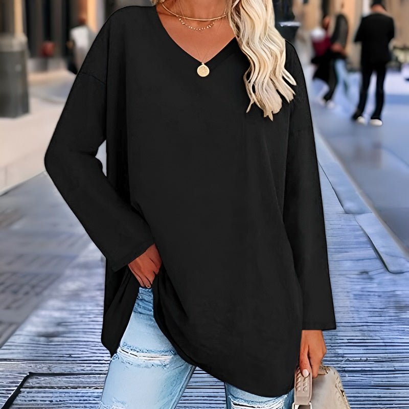 Women's Long Sleeve Tops with V-Neck | Oversized