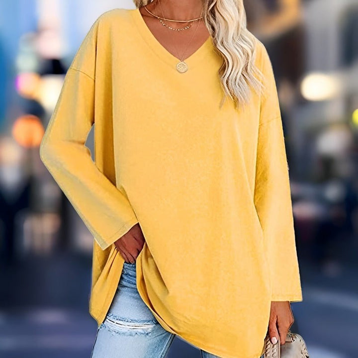 Women's Long Sleeve Tops with V-Neck | Oversized