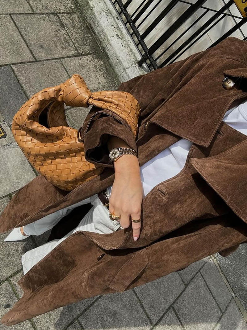 Women's Long Trench Coat with Double Breasted & Belted | Lapel