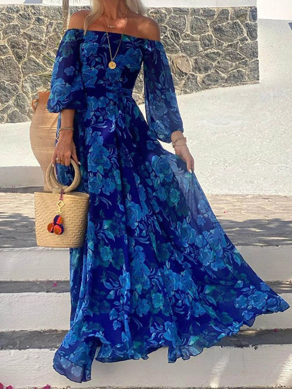 Women's Maxi Dress Floral Off Shoulder | Boho