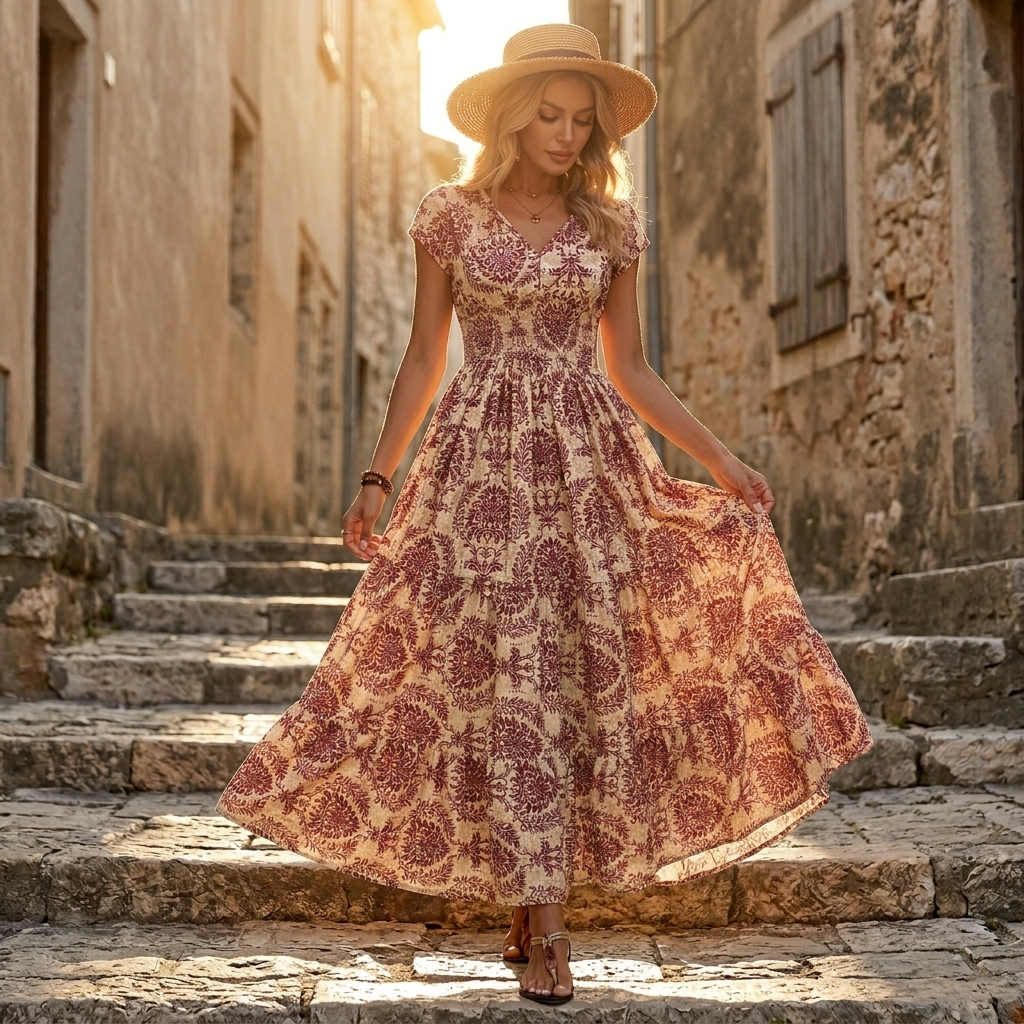 Women's Maxi Dress Smocked Waist | Boho