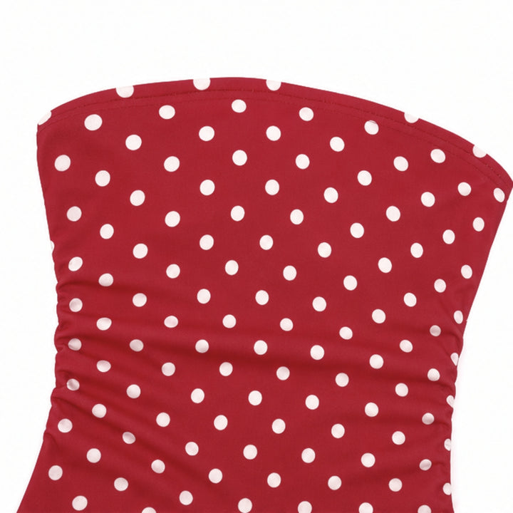 Women's Maxi Dress Strapless Full Skirt | Polka Dot