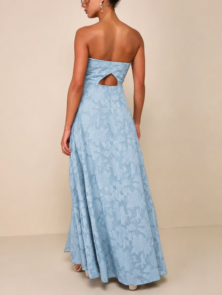 Women's Maxi Dress Strapless with Cut Out Back | Floral