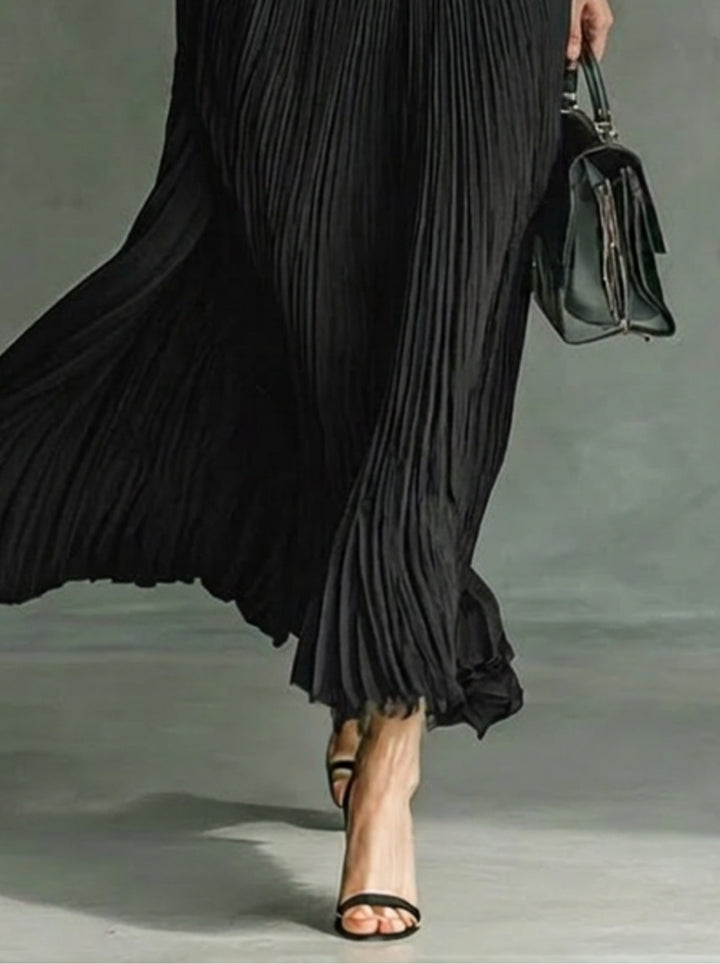 Women's Maxi Dress with Collar & Pleated Skirt | Vintage Style