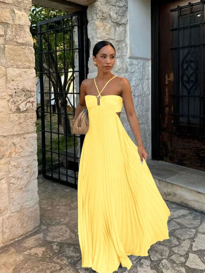 Women's Maxi Dress with Cutout | Pleated