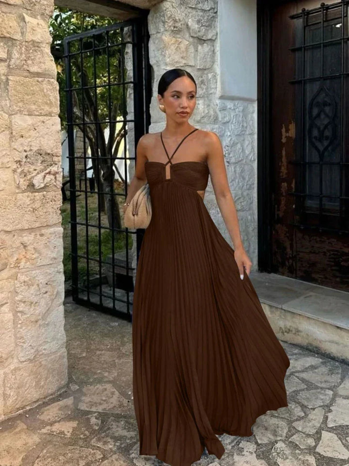 Women's Maxi Dress with Cutout | Pleated