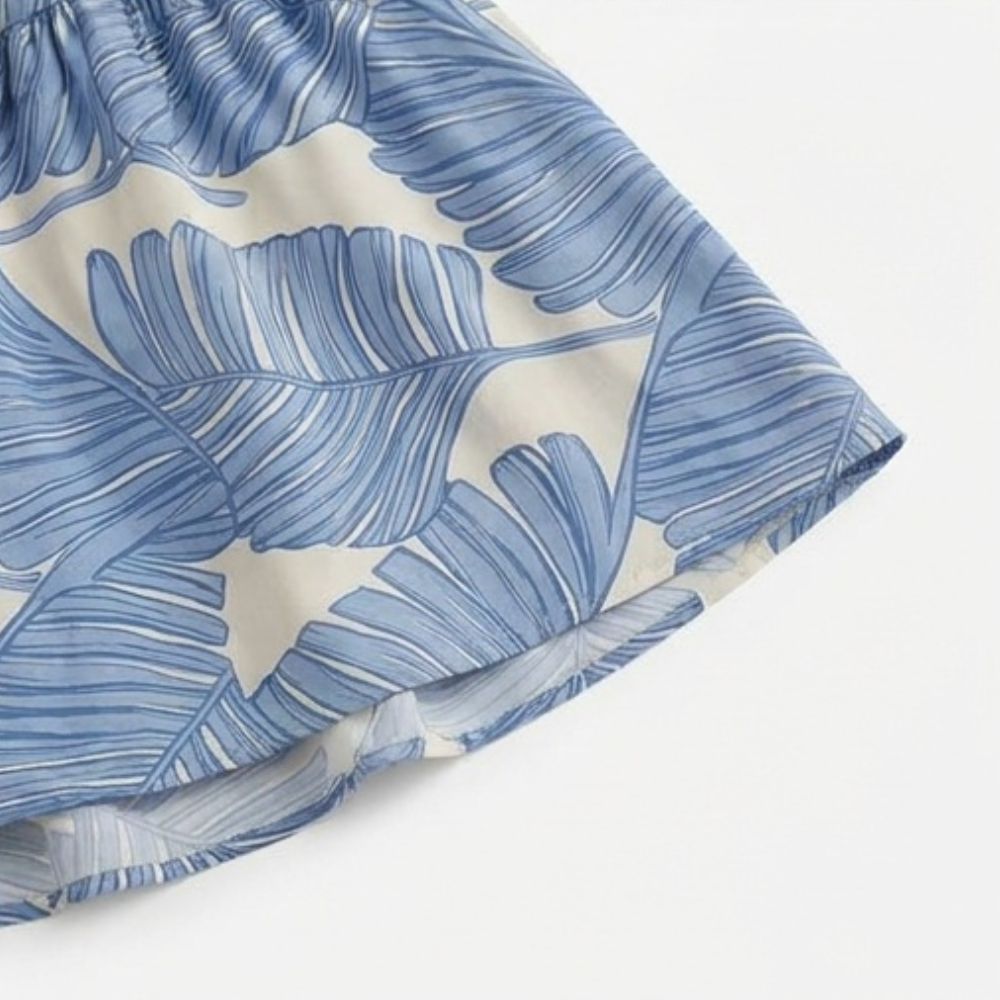 Women's Maxi Dress with Cutout Waist | Palm Print
