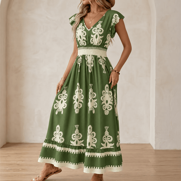Women's Maxi Dress with Flutter Sleeve | Boho