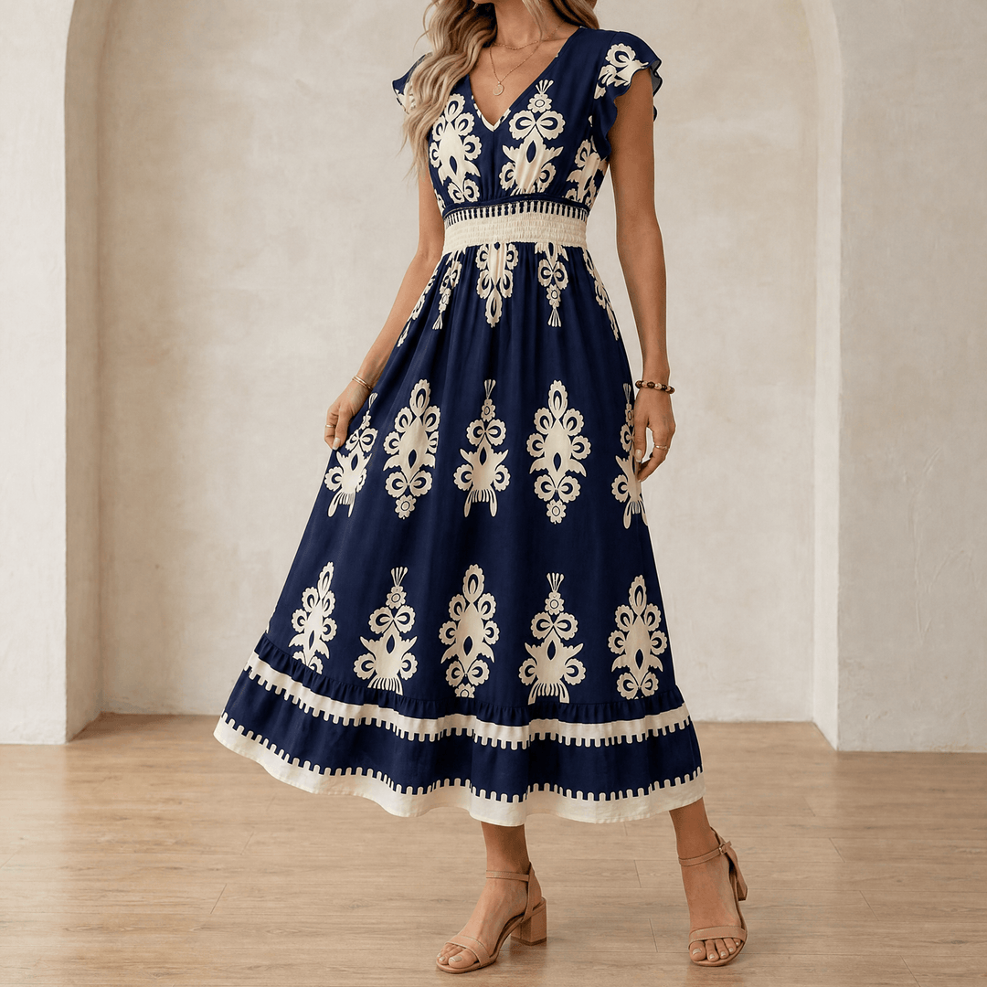 Women's Maxi Dress with Flutter Sleeve | Boho