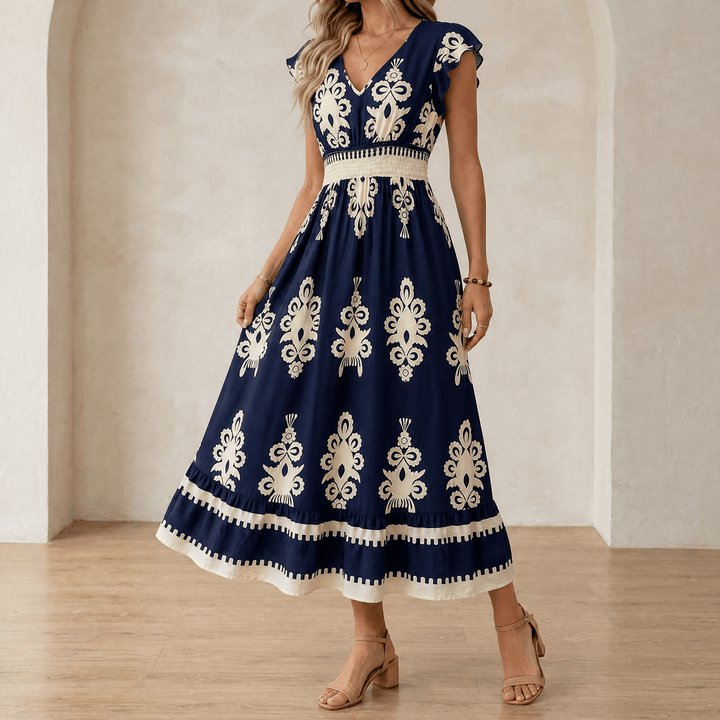 Women's Maxi Dress with Flutter Sleeve | Boho