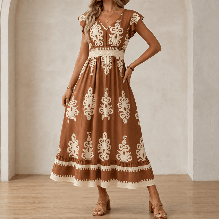 Women's Maxi Dress with Flutter Sleeve | Boho