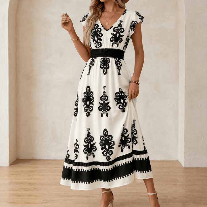 Women's Maxi Dress with Flutter Sleeve | Boho