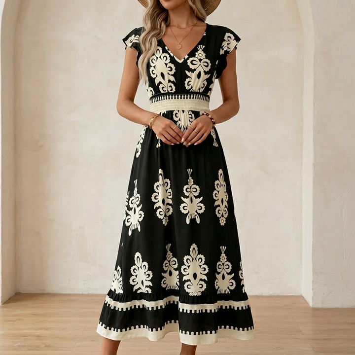 Women's Maxi Dress with Flutter Sleeve | Boho