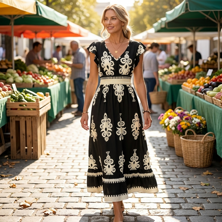 Women's Maxi Dress with Flutter Sleeve | Boho