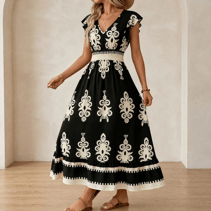 Women's Maxi Dress with Flutter Sleeve | Boho