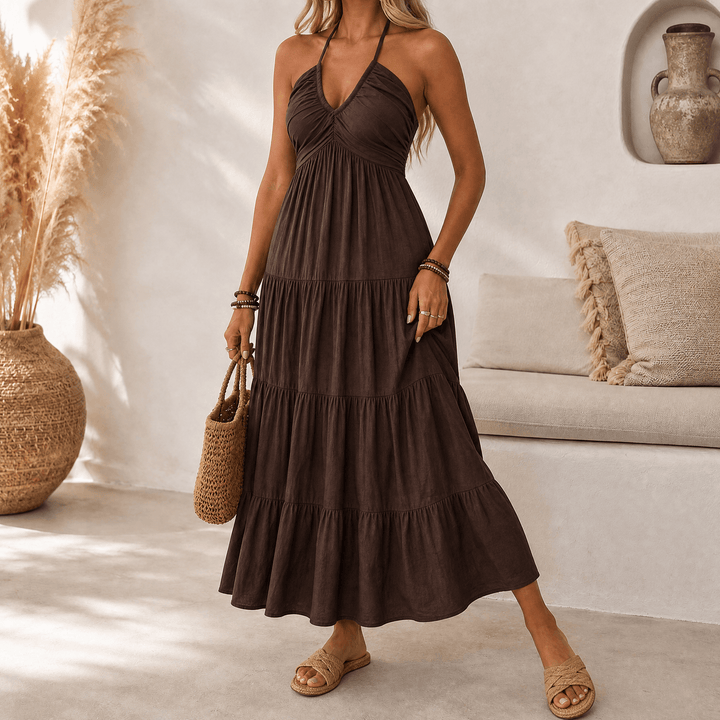 Women's Maxi Dress with Halter Neck | Tiered