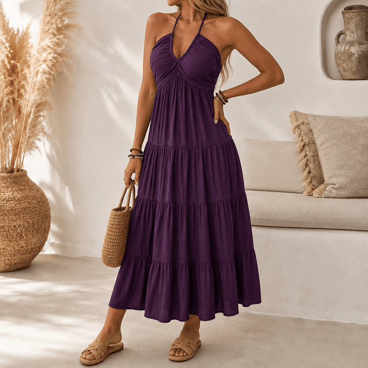 Women's Maxi Dress with Halter Neck | Tiered