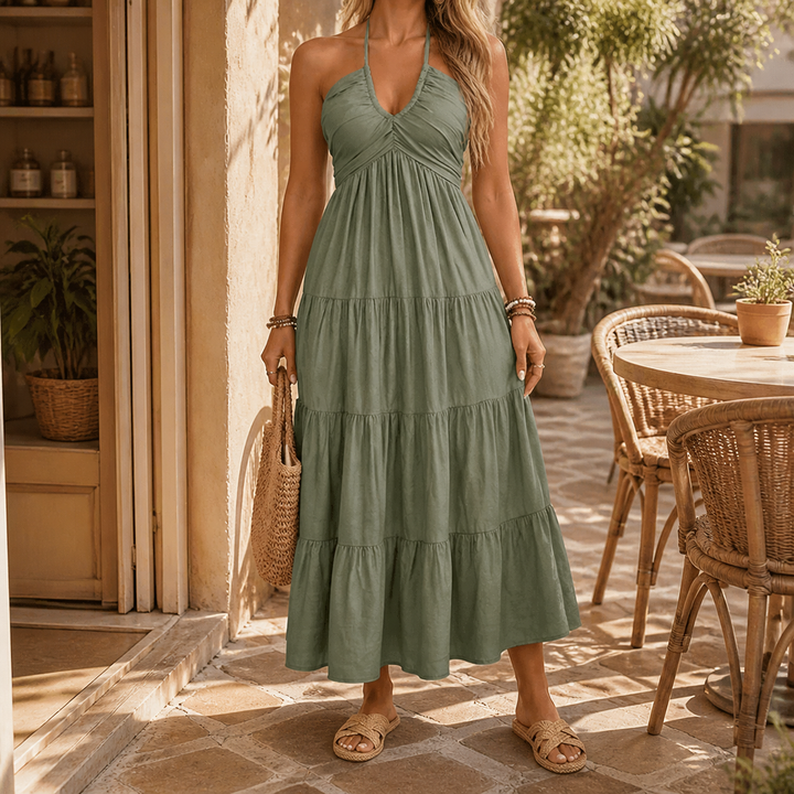 Women's Maxi Dress with Halter Neck | Tiered