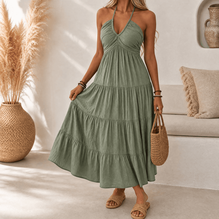 Women's Maxi Dress with Halter Neck | Tiered