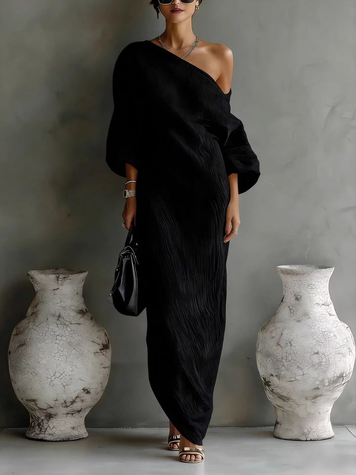 Women's Maxi Dress with One Shoulder | Long Sleeve