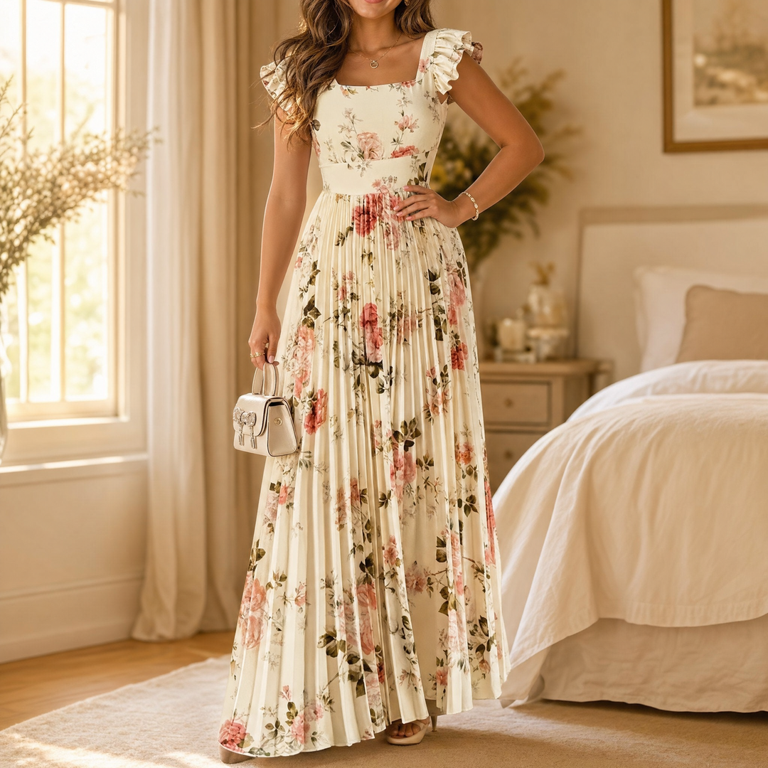 Women's Maxi Dress with Pleated Skirt | Floral