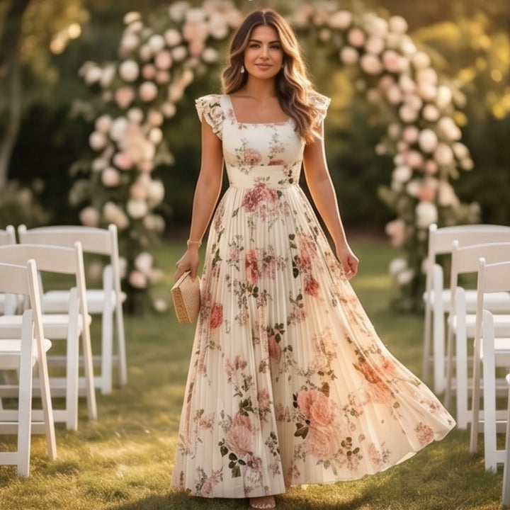 Women's Maxi Dress with Pleated Skirt | Floral